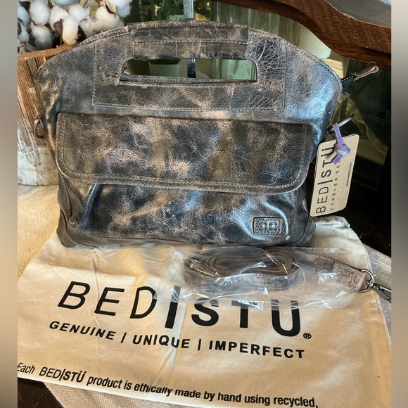 NWT Bed Stu Leather Greenway Handbag Crossbody Bag Black Lux MSRP $265 - Picture 11 of 13